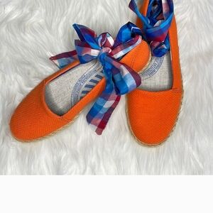 Keds Orange Espadrille Flats with Multicolor Ankle Tie Size 8